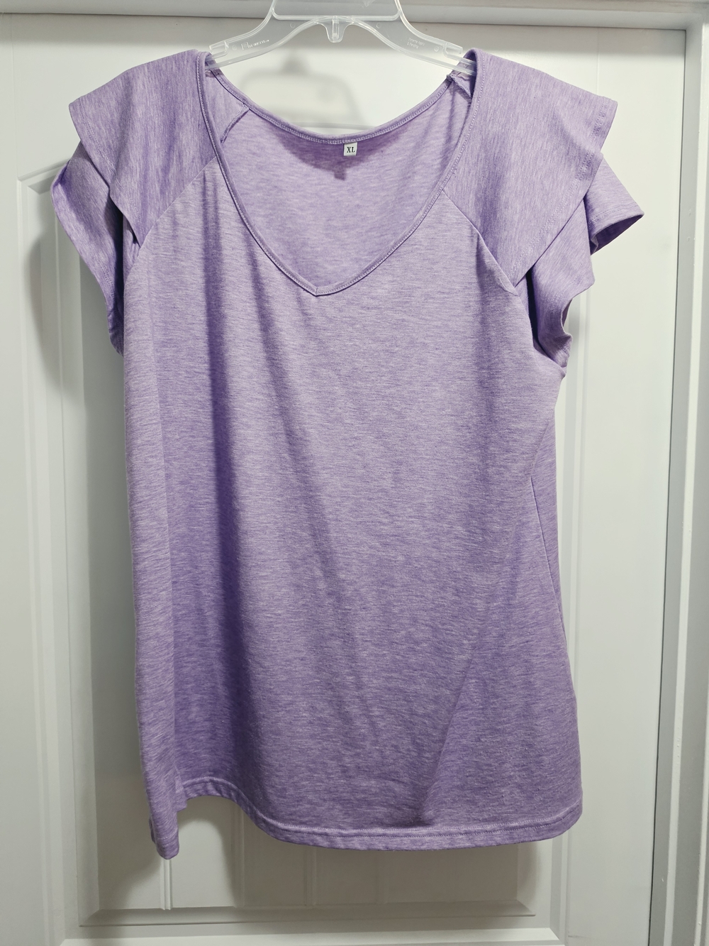 Women’s Lavender V-Neck Flutter Sleeve Top
